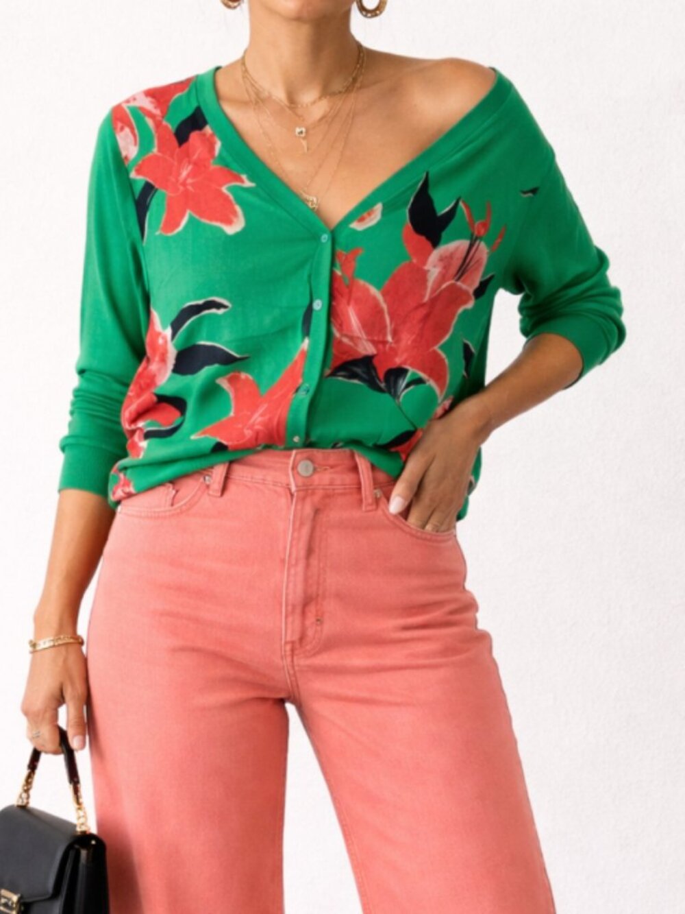 NWT Floral Button Down Petite Cardigan